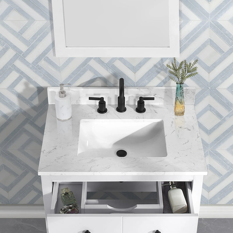 Encino 30" Single Vanity With Carrara White Quartz Stone Top