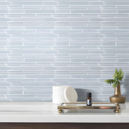 Ice Block Random Strip 12-in x 12-in Glass Mosaic Wall Tile( 10 sq. ft. /Box )