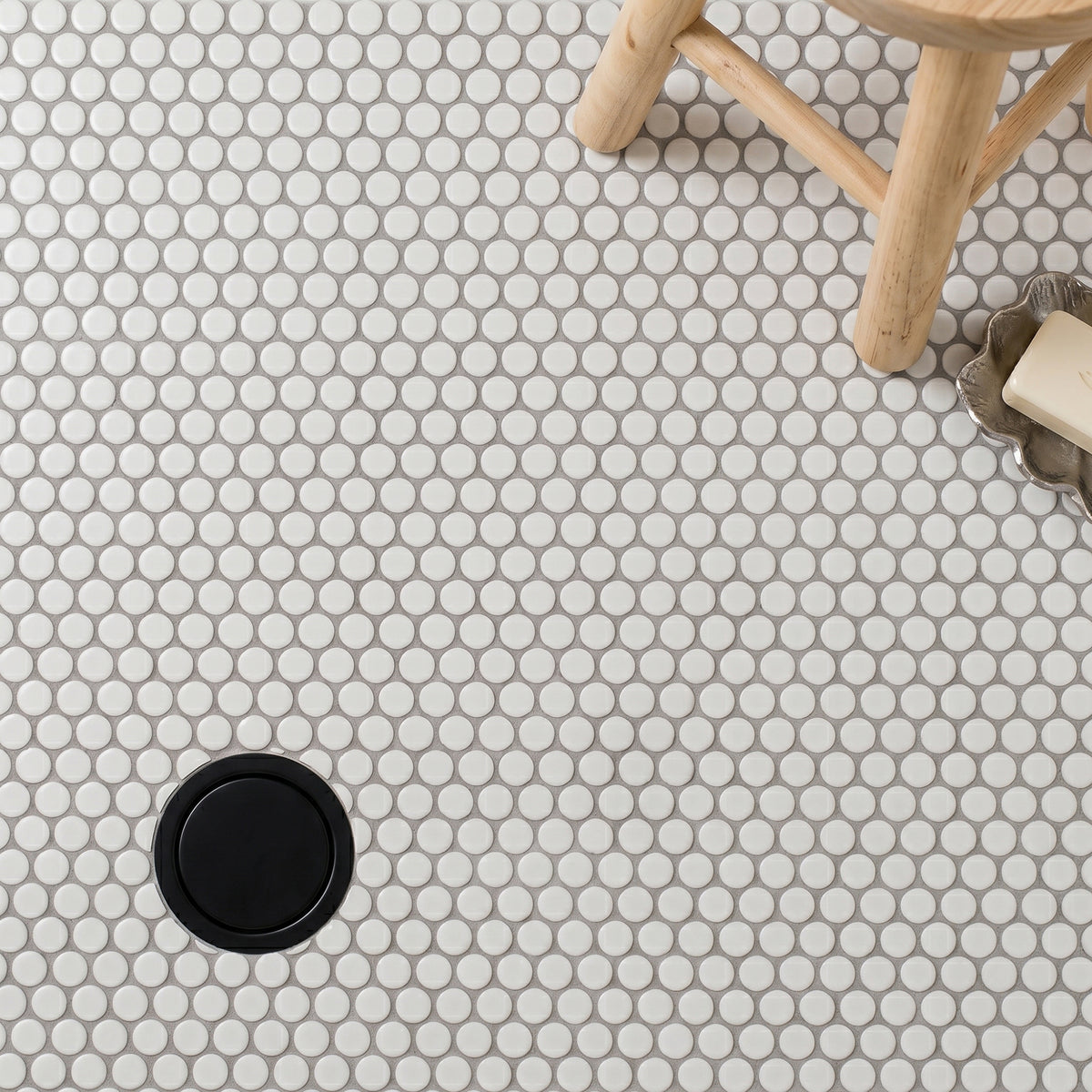 Penny Round White 12.4-in x 11-1/2 Matte Glazed Porcelain Mosaic Floor and Wall Tile( 20 sq. ft. /Box )