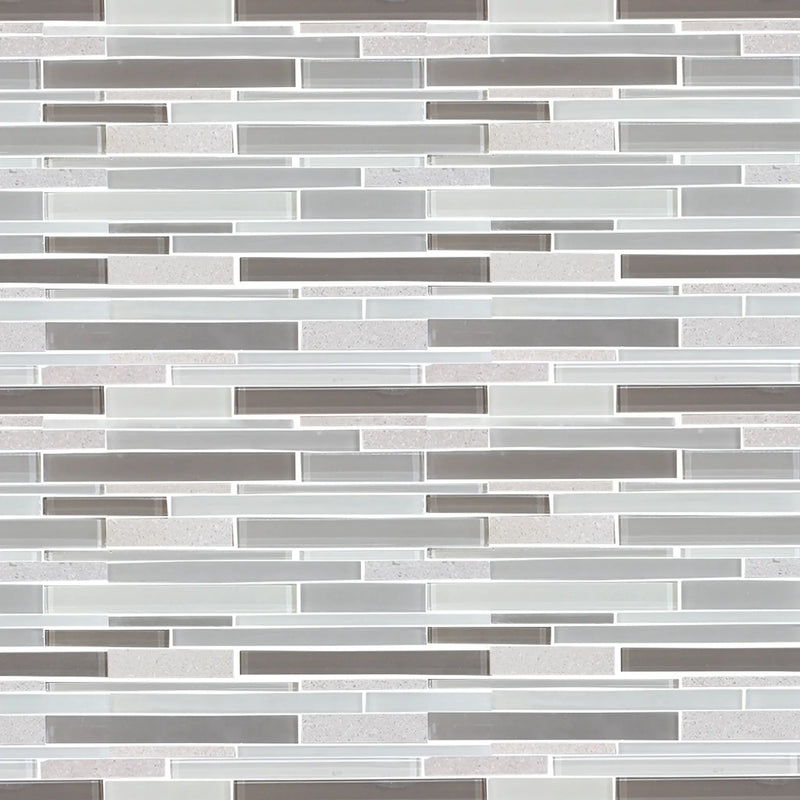 12-in x 13-in Clayton Random Strip Marble & Glass Mosaic Wall Tile( 10.8 sq. ft. /Box )