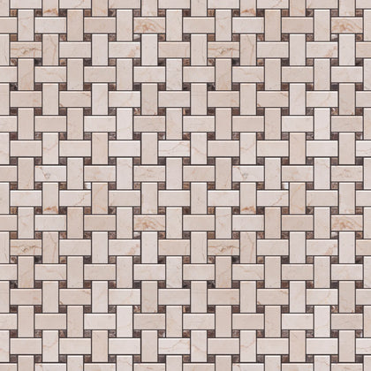 Cream Marfil+Emperador Basketweave Polished Marble Mosaic Floor and Wall Tile - Sample (Product Shown is Full Size)