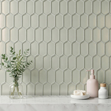 Stretched Hexagon Metallic 10-in x 12-in Glass Mosaic Wall Tile( 8.3 sq. ft. /Box )