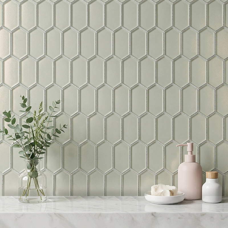 Stretched Hexagon Metallic 10-in x 12-in Glass Mosaic Wall Tile( 8.3 sq. ft. /Box )