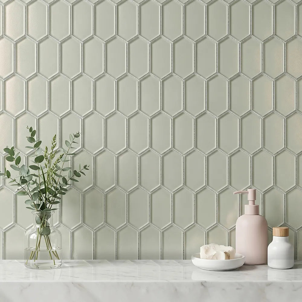 Stretched Hexagon Metallic 10-in x 12-in Glass Mosaic Wall Tile( 8.3 sq. ft. /Box )