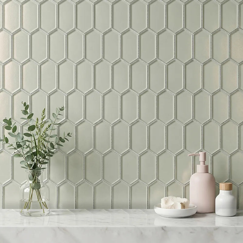 Stretched Hexagon Metallic 10-in x 12-in Glass Mosaic Wall Tile( 8.3 sq. ft. /Box )