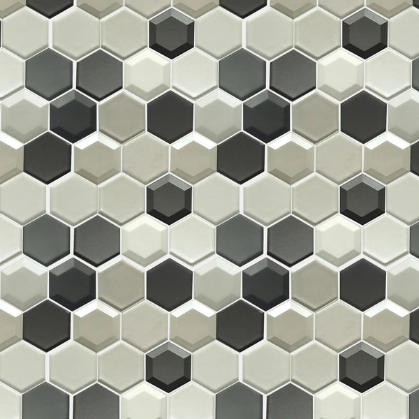Mixed 3D Hexagon 10-in x 12-in Glass Mosaic Wall Tile( 8.3 sq. ft. /Box )