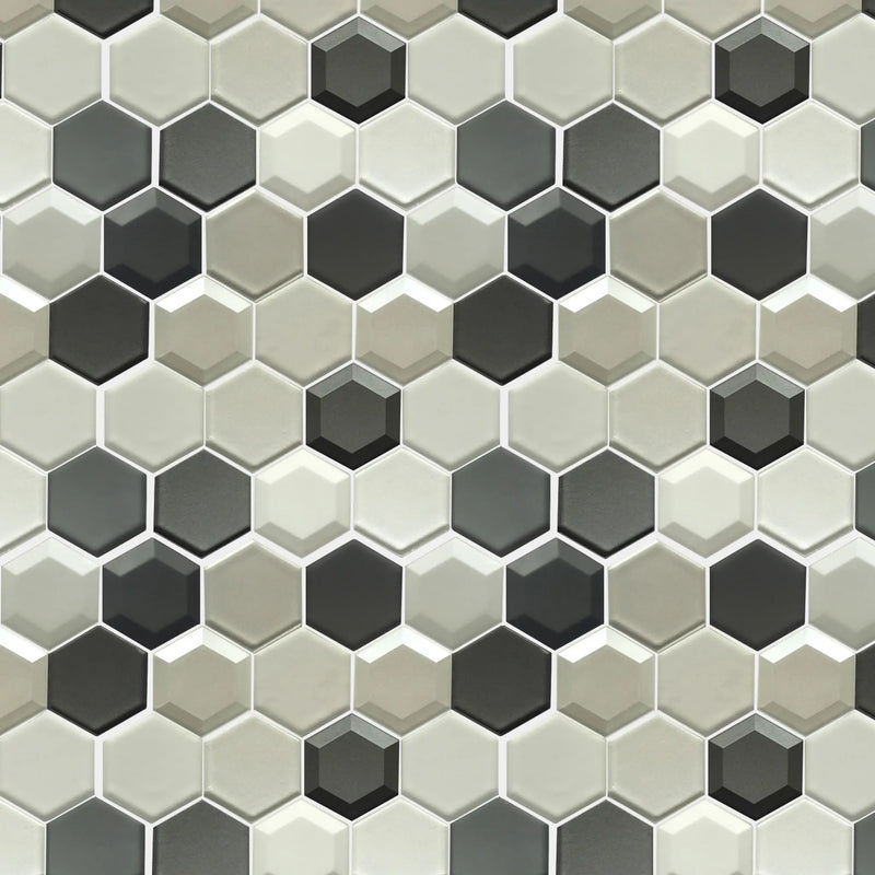 Mixed 3D Hexagon 10-in x 12-in Glass Mosaic Wall Tile( 8.3 sq. ft. /Box )