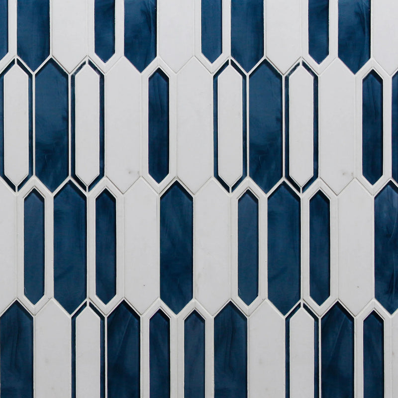 14-in x 10-in Thassos Marble With Inkjet  Glass Mosaic Wall Tile ( 9.7 sq. ft. /Box )