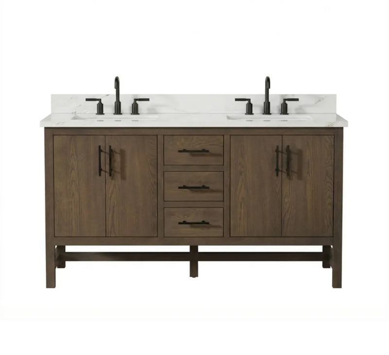 Solon 60" Vanity Family Set with Calacatta Sintered Stone Top