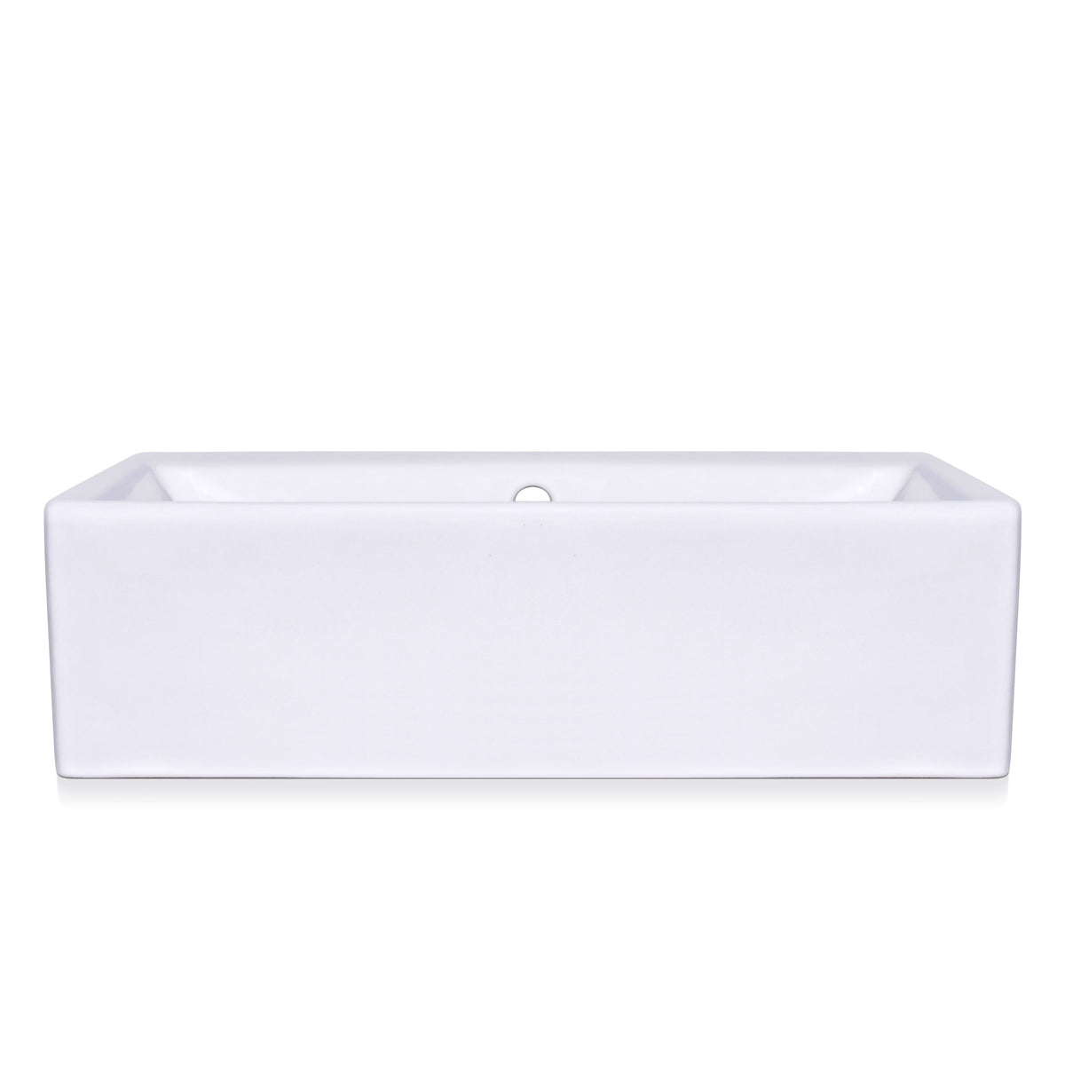 21 Inch Rectangular Modern White Ceramic Bathroom Vessel Sink with Overflow | Above-Counter Bathroom Basin