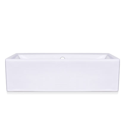 21 Inch Rectangular Modern White Ceramic Bathroom Vessel Sink with Overflow | Above-Counter Bathroom Basin