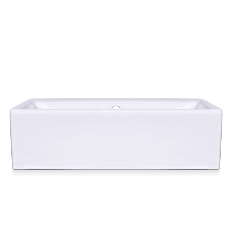 21 Inch Rectangular Modern White Ceramic Bathroom Vessel Sink with Overflow | Above-Counter Bathroom Basin