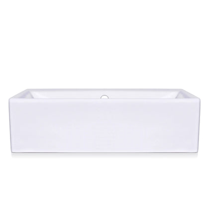 21 Inch Rectangular Modern White Ceramic Bathroom Vessel Sink with Overflow