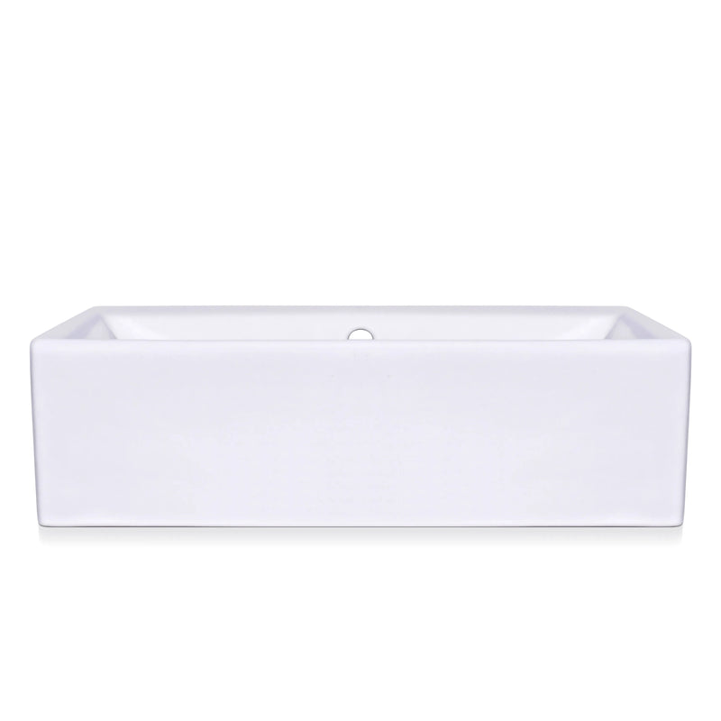 21 Inch Rectangular Modern White Ceramic Bathroom Vessel Sink with Overflow