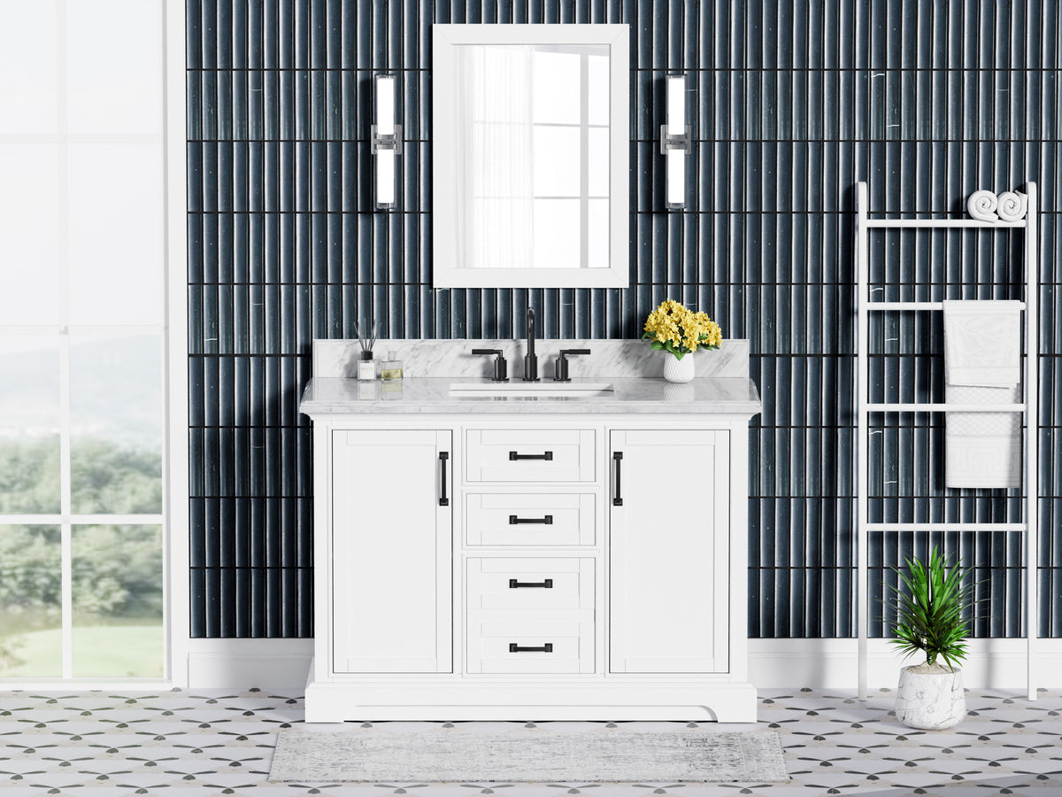 Rhoda 48" Vanity Set with Luxurious Carrara Marble Top