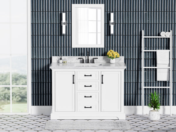 Rhoda 48" Vanity Set with Luxurious Carrara Marble Top