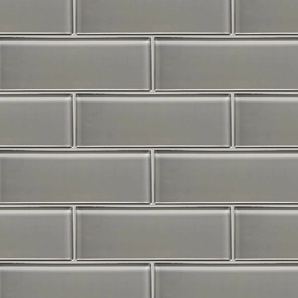 Ice Gray 4-in x 12-in Glass Tile( 3.96 sq. ft. /Box )