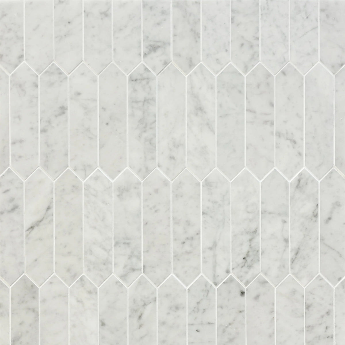 Carrara Elongated Hexagon 14-in x 12-in Polished Marble Mosaic Wall Tile( 5.85 sq. ft. /Box )