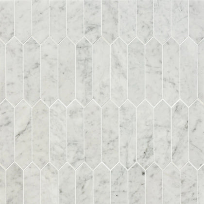 Carrara Elongated Hexagon 14-in x 12-in Polished Marble Mosaic Wall Tile( 5.85 sq. ft. /Box )