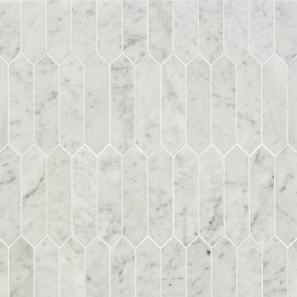 Carrara Elongated Hexagon 14-in x 12-in Polished Marble Mosaic Wall Tile( 5.85 sq. ft. /Box )