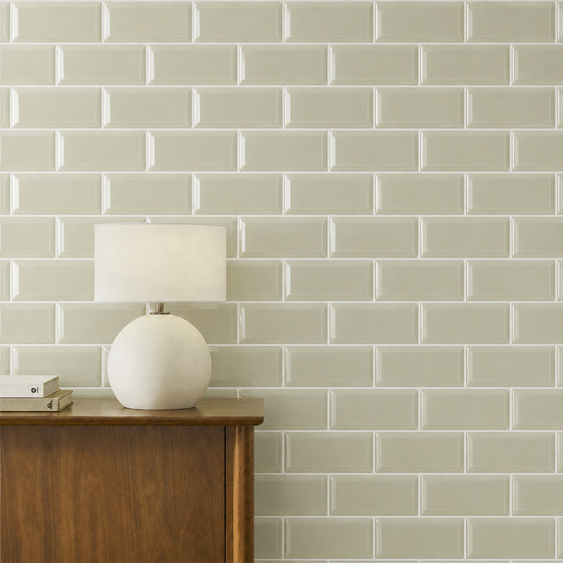Bevel Nude 4-in x 8-in Glass Wall Tile( 1.98 sq. ft. /Box )