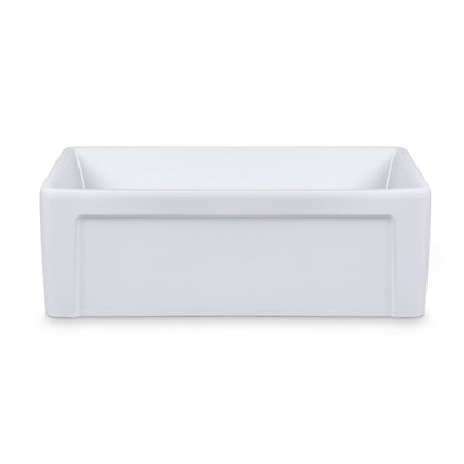 30 inch white ceramic farmhouse sink with deep single bowl apron front design