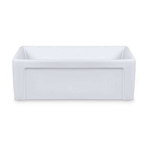 30 inch white ceramic farmhouse sink with deep single bowl apron front design