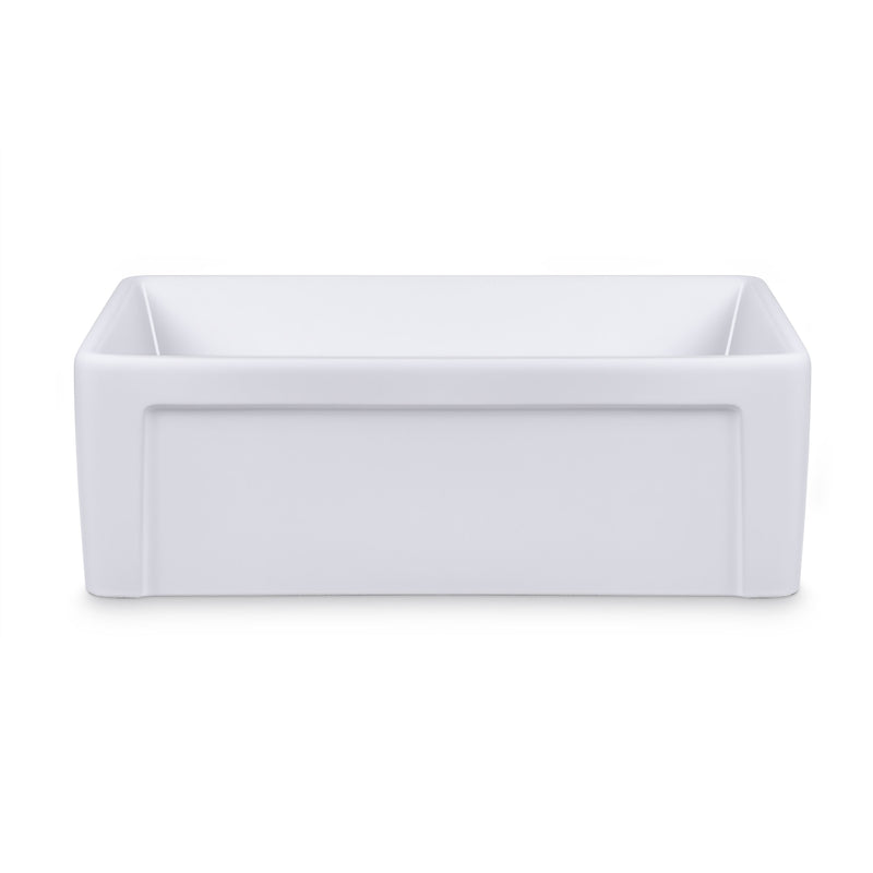 30 inch white ceramic farmhouse sink with deep single bowl apron front design