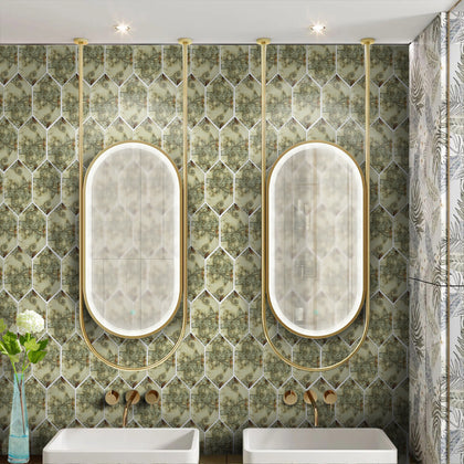 Stretched Hexagon Antique Mirror 4-in x 8-in Glass Mosaic Wall Tile ( 6.6 sq. ft. /Box )