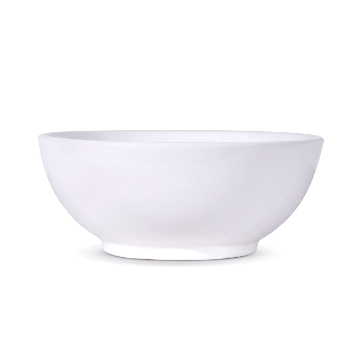 15 inch white ceramic vessel sink displayed from the side, showcasing its smooth round design and elegant white finish.