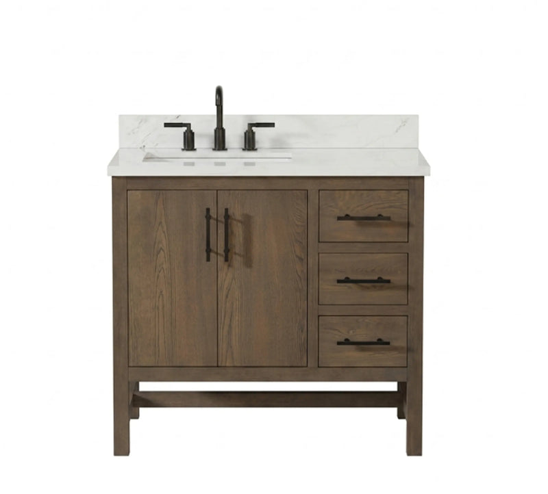 Solon 36" Vanity Family Set with Calacatta Sintered Stone Top
