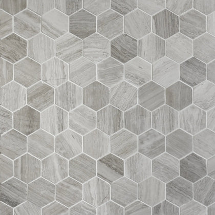 Wooden White Hexagon Honed Marble Mosaic Wall Tile - Sample (Product Shown is Full Size)