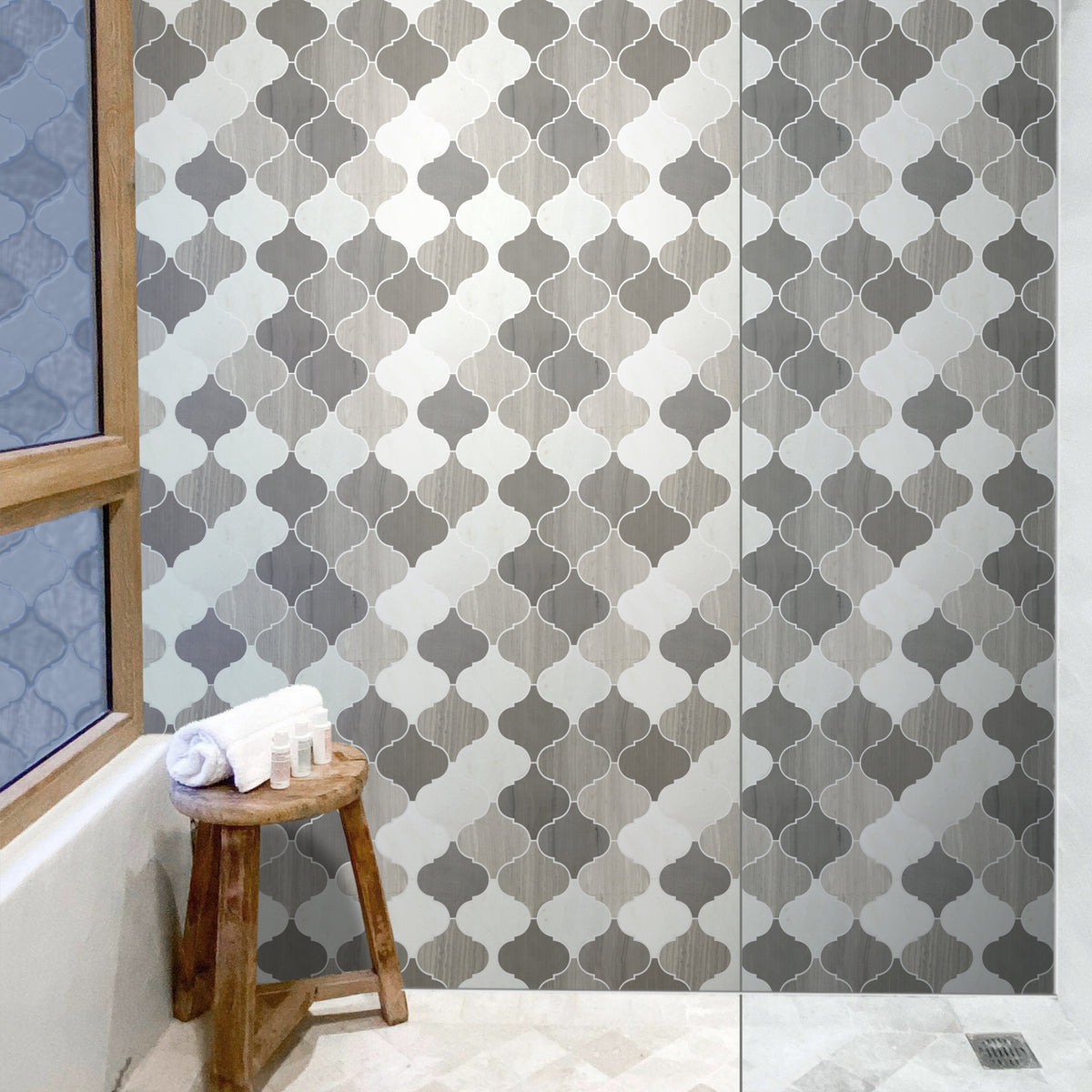 4-in Gris Garden arabesque Lantern 12-in x 13-in Mixed Marble Mosaic Wall Tile(1.08-sq. ft/ Piece)