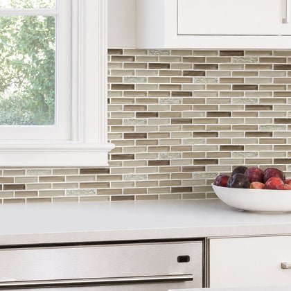 Farnsworth Random Strips 12-in x 12-in Glass Mosaic Wall Tile( 10 sq. ft. /Box )