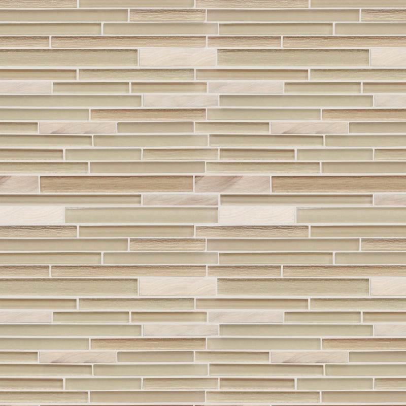 Glass & Metal Mix Random Strip 12-in x 12-in Glass Mosaic Wall Tile( 10 sq. ft. /Box )