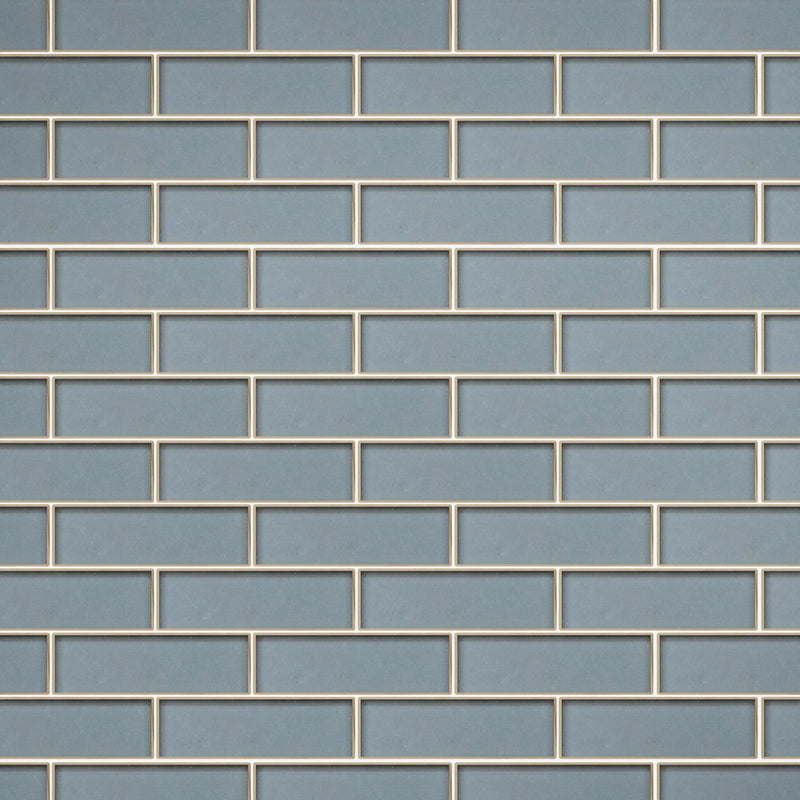 Dark Blue Glass Mosaic with Silver Trim Glass Mosaic Wall Tile - Sample (Product Shown is Full Size)