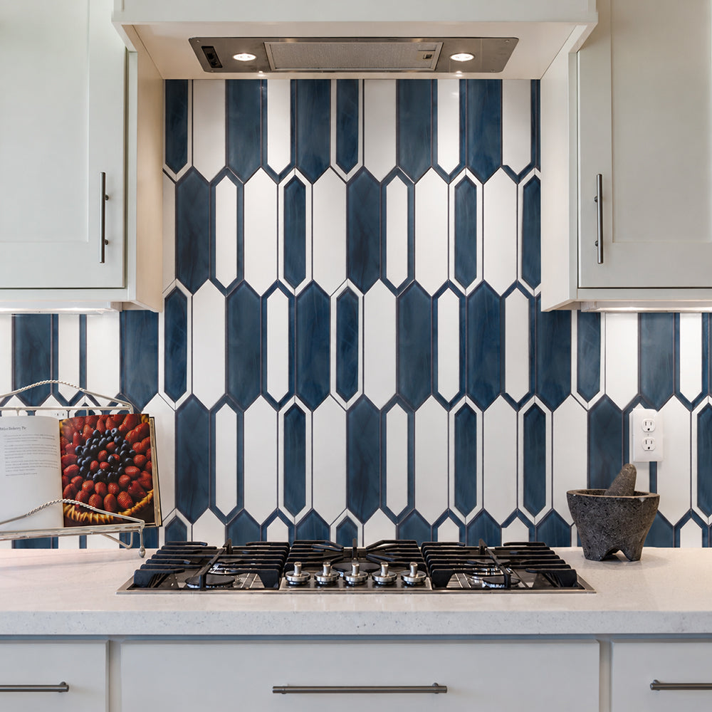 14-in x 10-in Thassos Marble With Inkjet  Glass Mosaic Wall Tile ( 9.7 sq. ft. /Box )