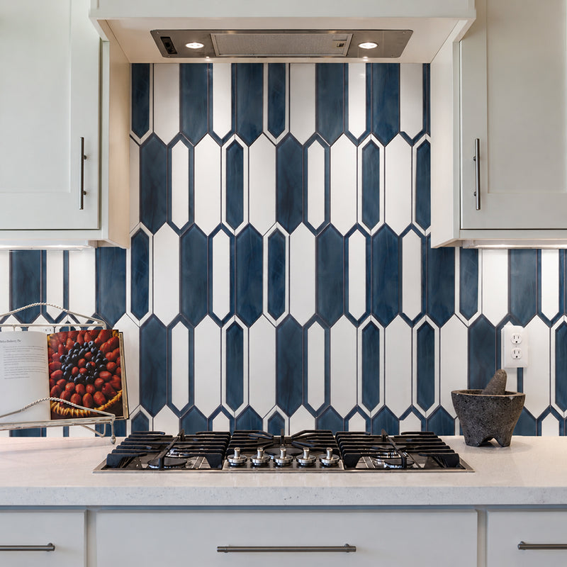 14-in x 10-in Thassos Marble With Inkjet  Glass Mosaic Wall Tile ( 9.7 sq. ft. /Box )