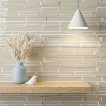 Nude Glass Mix Random Strip 12-in x 12-in Glass Mosaic Wall Tile( 10 sq. ft. /Box )