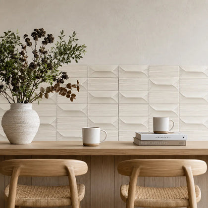 Abstract 3D Pattern Cream 12-1/2-in x 16-in Porcelain Mosaic Floor and Wall Tile( 8.3 sq. ft. /Box )