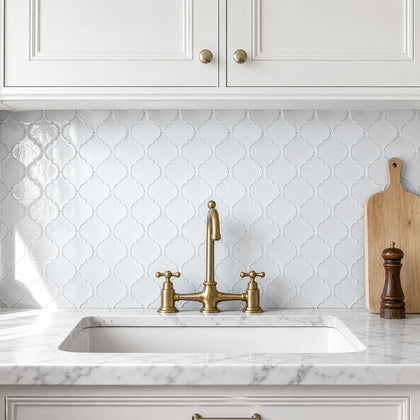 Arabesque Frosted 9-in x 12-in Glass Mosaic Wall Tile( 7.5 sq. ft. /Box )