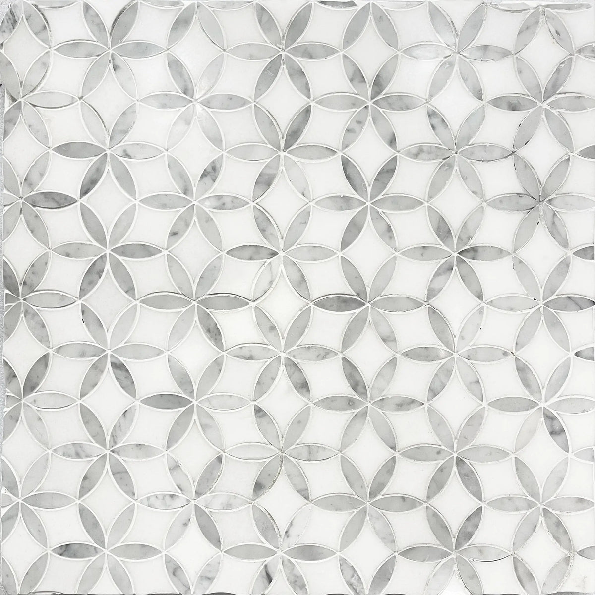 Flower Thassos & Carrara 14-in x 12-in Waterjet Marble Mosaic Floor and Wall Tile( 5.85 sq. ft. /Box )