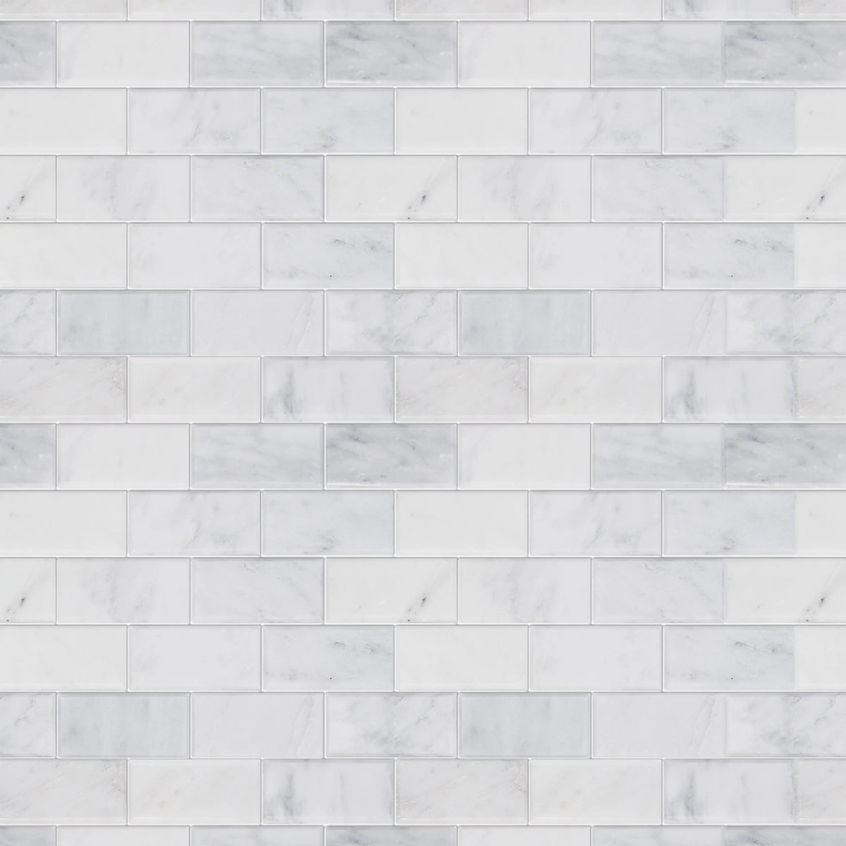 Bevel Brick Oriental White 12-in x 12-in Polished Marble Mosaic Wall Tile( 5 sq. ft. /Box )