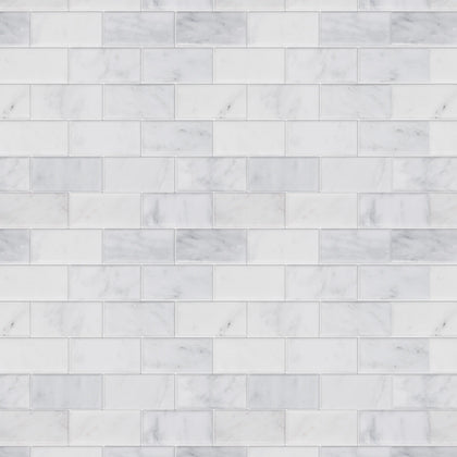 Bevel Brick Oriental White 12-in x 12-in Polished Marble Mosaic Wall Tile( 5 sq. ft. /Box )