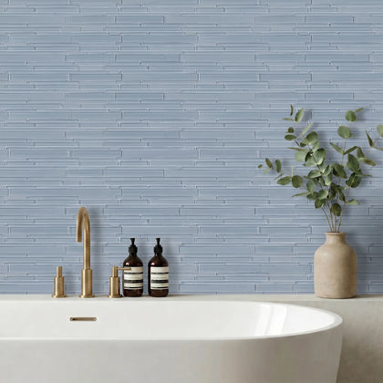 Azure Random Strip 12-in x 12-in Glass Mix Mosaic Wall Tile( 10 sq. ft. /Box )