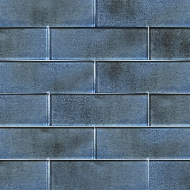 Dark Blue 3-in x 9-in Glass Tile( 5 sq. ft. /Box )