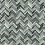 Misty Gray 11-in x 13-in Herringbone Glass Mosaic Wall Tile( 9.5 sq. ft. /Box )
