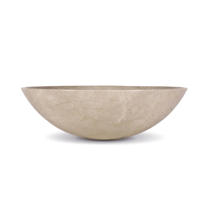 17 Inch Round Bowl Crema Marfil Marble Bathroom Artistic Vessel Sink