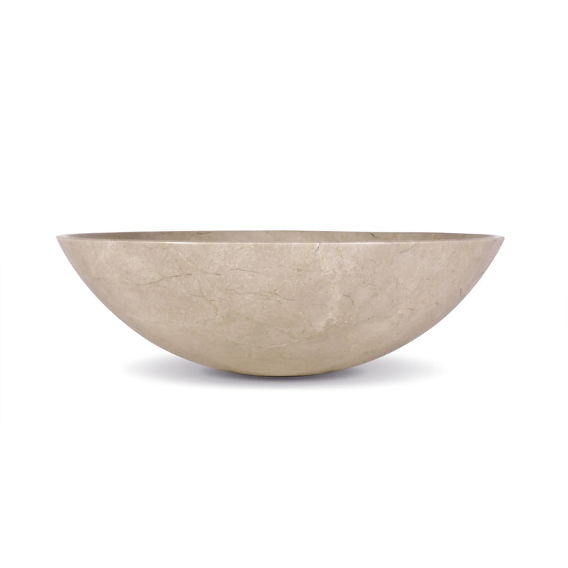 17 Inch Round Bowl Crema Marfil Marble Bathroom Artistic Vessel Sink