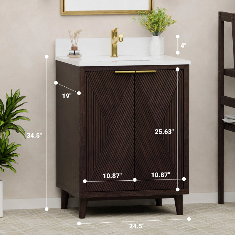 Summerville 24" Vanity Set with Pure White Quartz Countertop